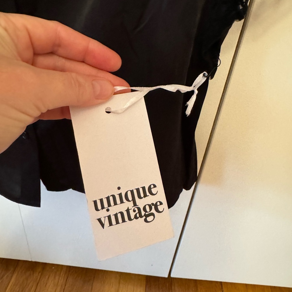 NWT - Unique Vintage Black Flocked Spiderweb Cecilia Blouse - Picture 8 of 9